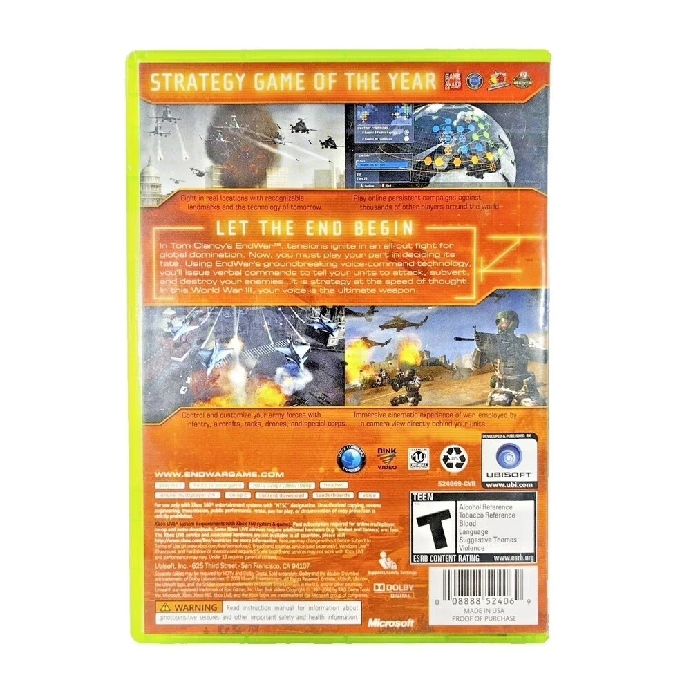 Tom Clancy's End War Microsoft Xbox 360 Ubisoft 2008 Complete with Manual Tested